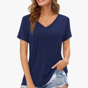 Two Navy Blue V-Neck Women's Tops